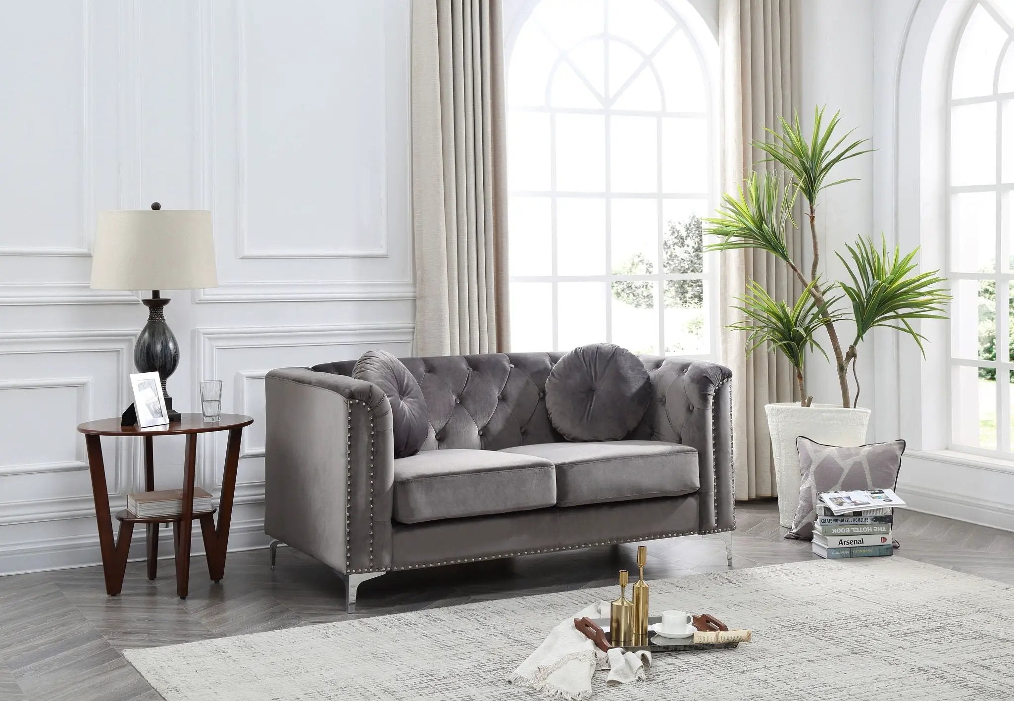 Stylish Sloped Arm Loveseat by Unique Piece Furniture