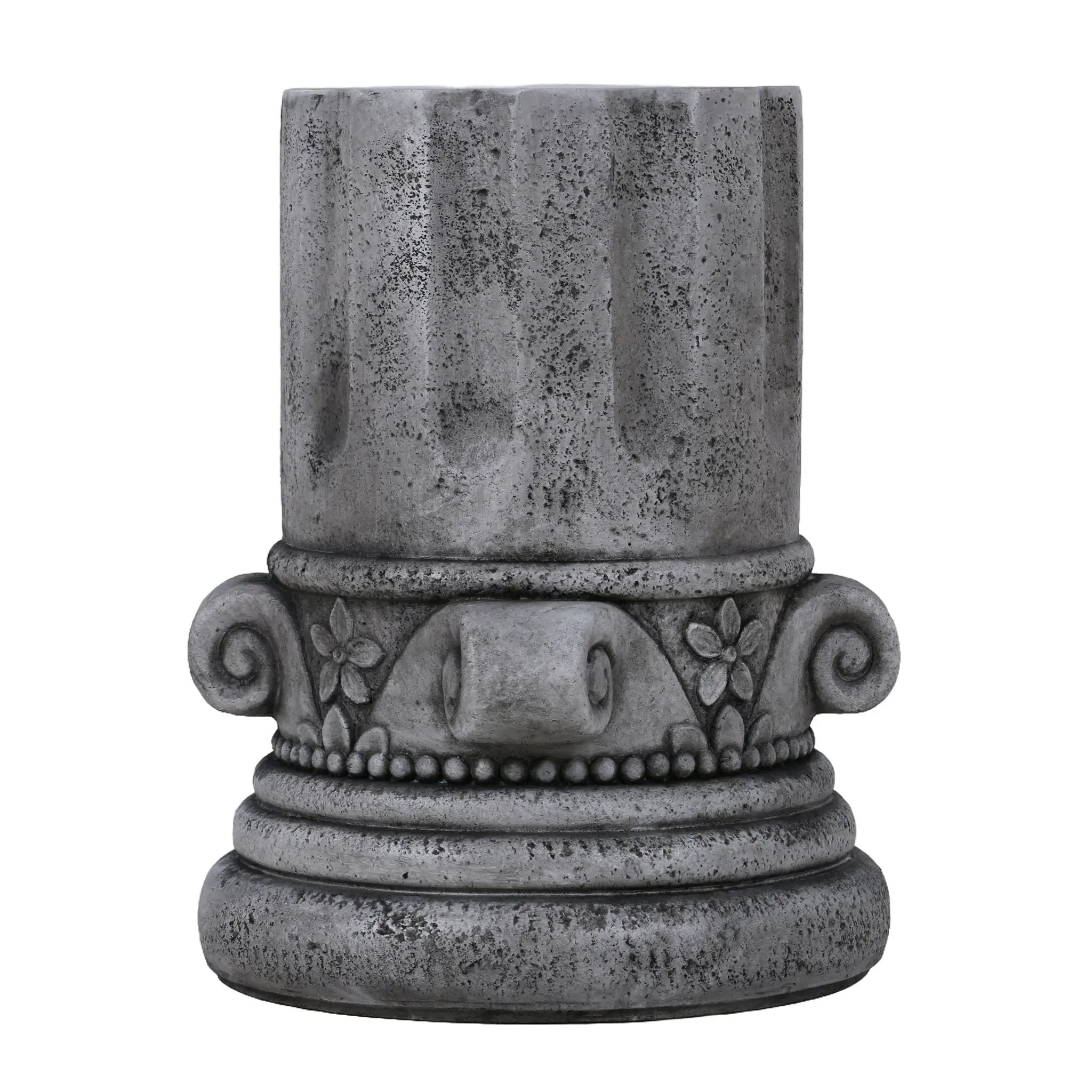 Outdoor End Table, Round Side Table For Patio And Garden - Antique Gray