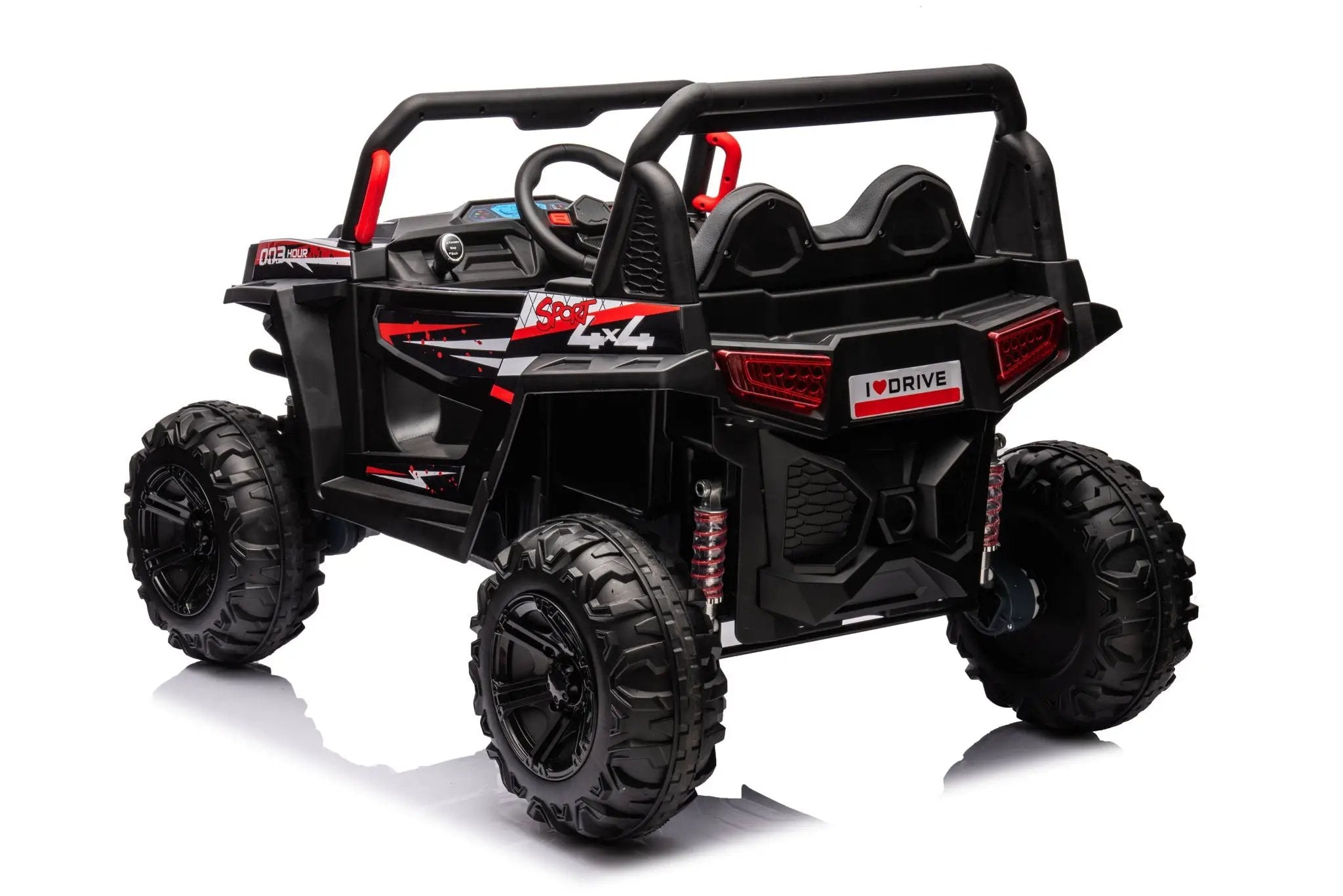 12V7A*1 30W*4 Four-Wheel Drive Seat One Button Start, Forward And Backward, High And Low Speed, Music, Front Light, Power Display, Two Doors Can Open, 2.4G R / C, Seat Belt Four Wheel Absorber by HouseOfZazla