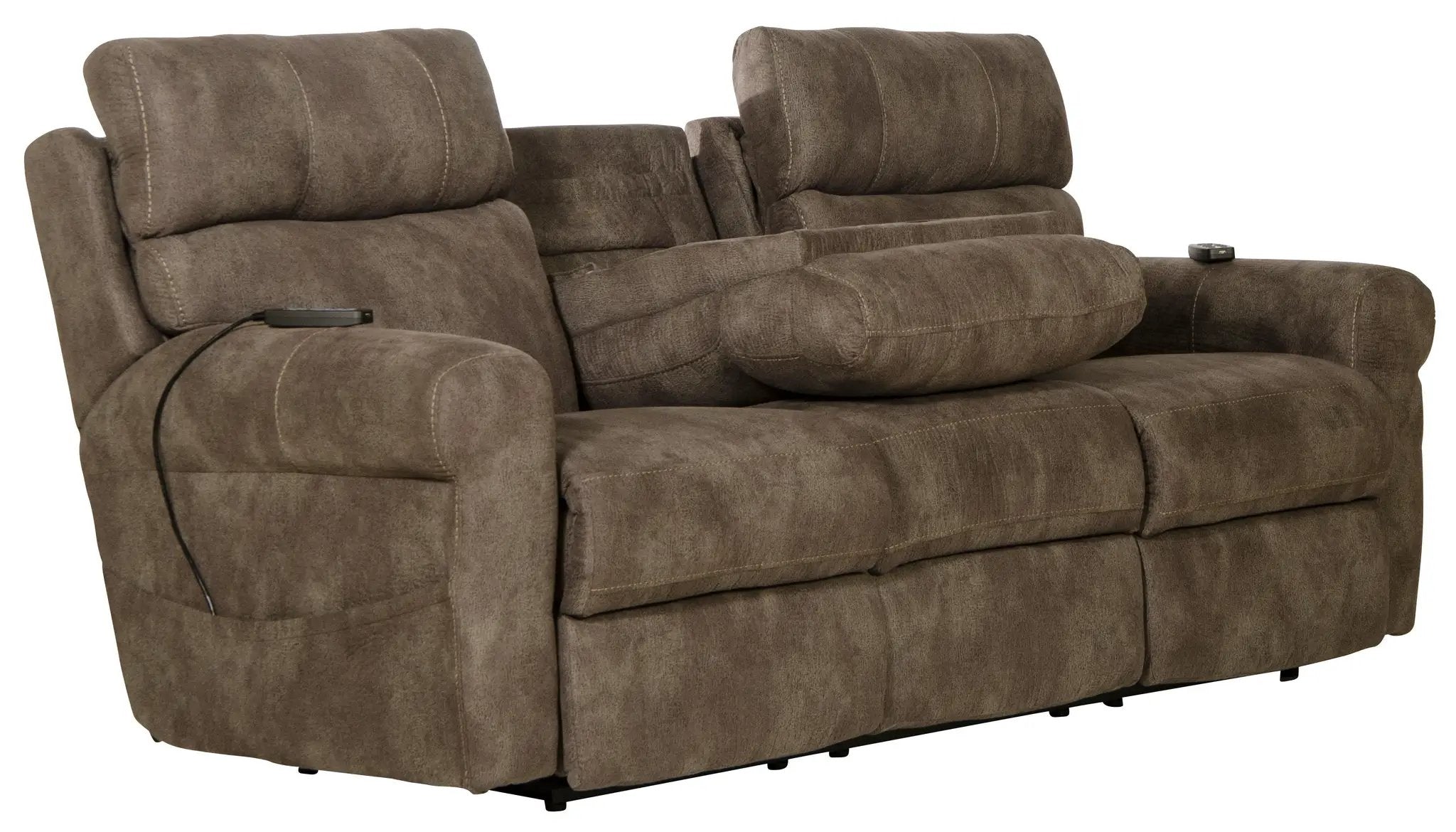Tranquility - Power Headrest Power Lay Flat Reclining Sofa With DDT / CR3 Heat / Massage / Lumbar - Pewter by Unique Piece Furniture