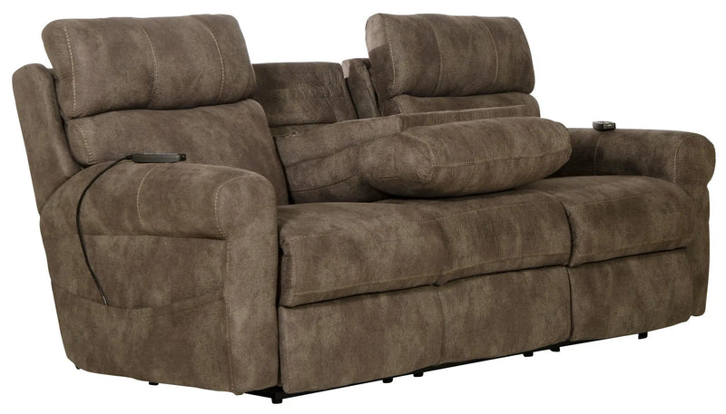 Tranquility - Power Headrest Power Lay Flat Reclining Sofa With DDT / CR3 Heat / Massage / Lumbar - Pewter by Unique Piece Furniture
