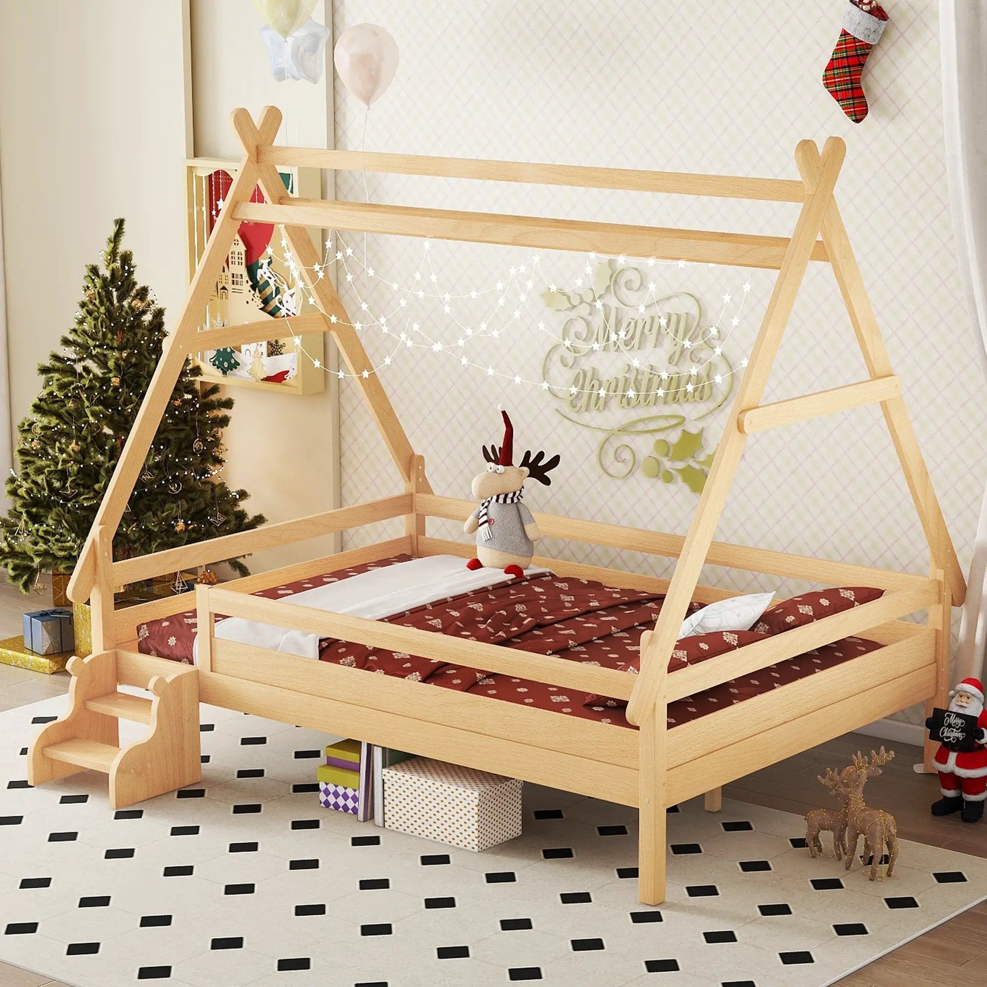 Full House Platform Bed with Stairs by HouseOfZazla