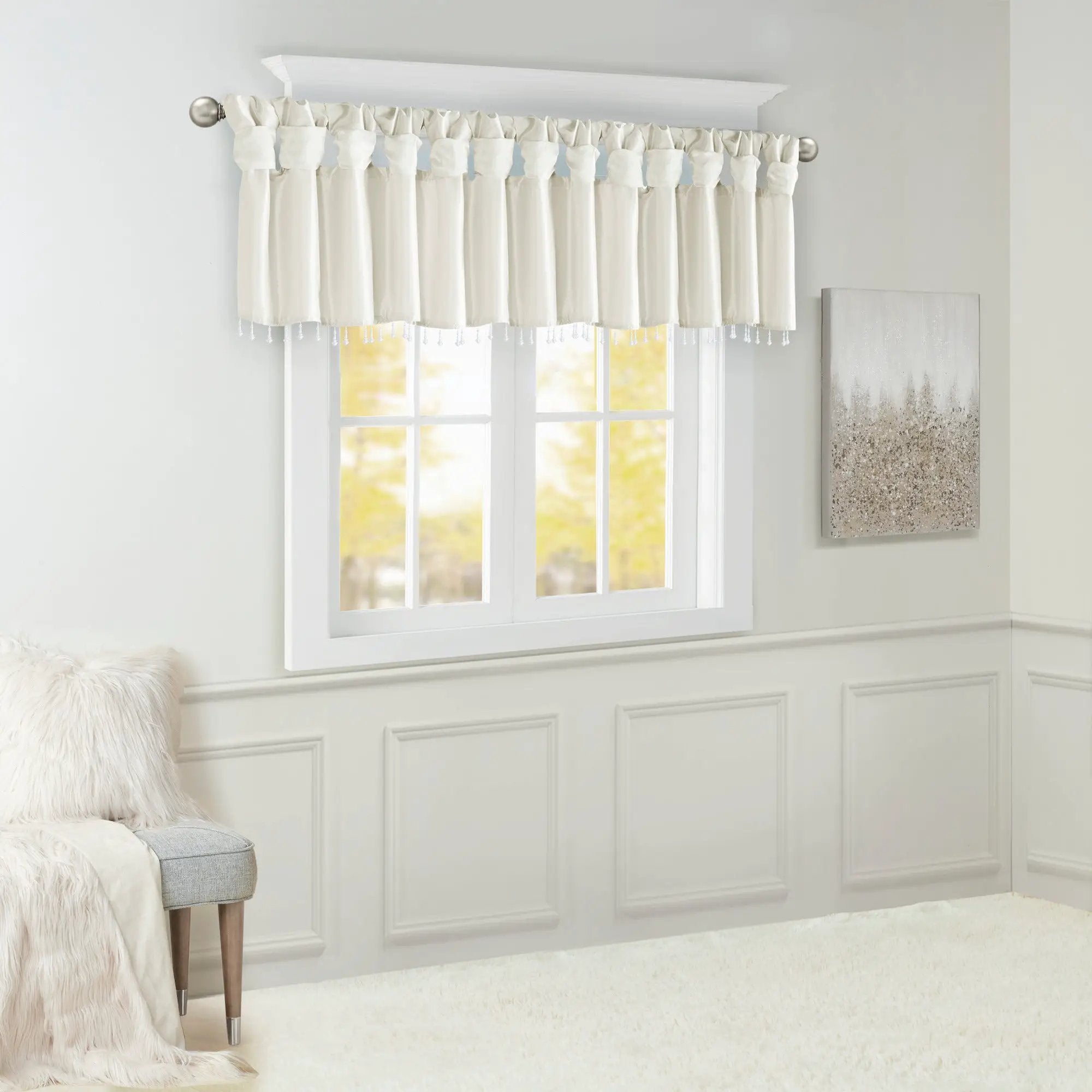 Lightweight Faux Silk Valance With Beads by HouseOfZazla