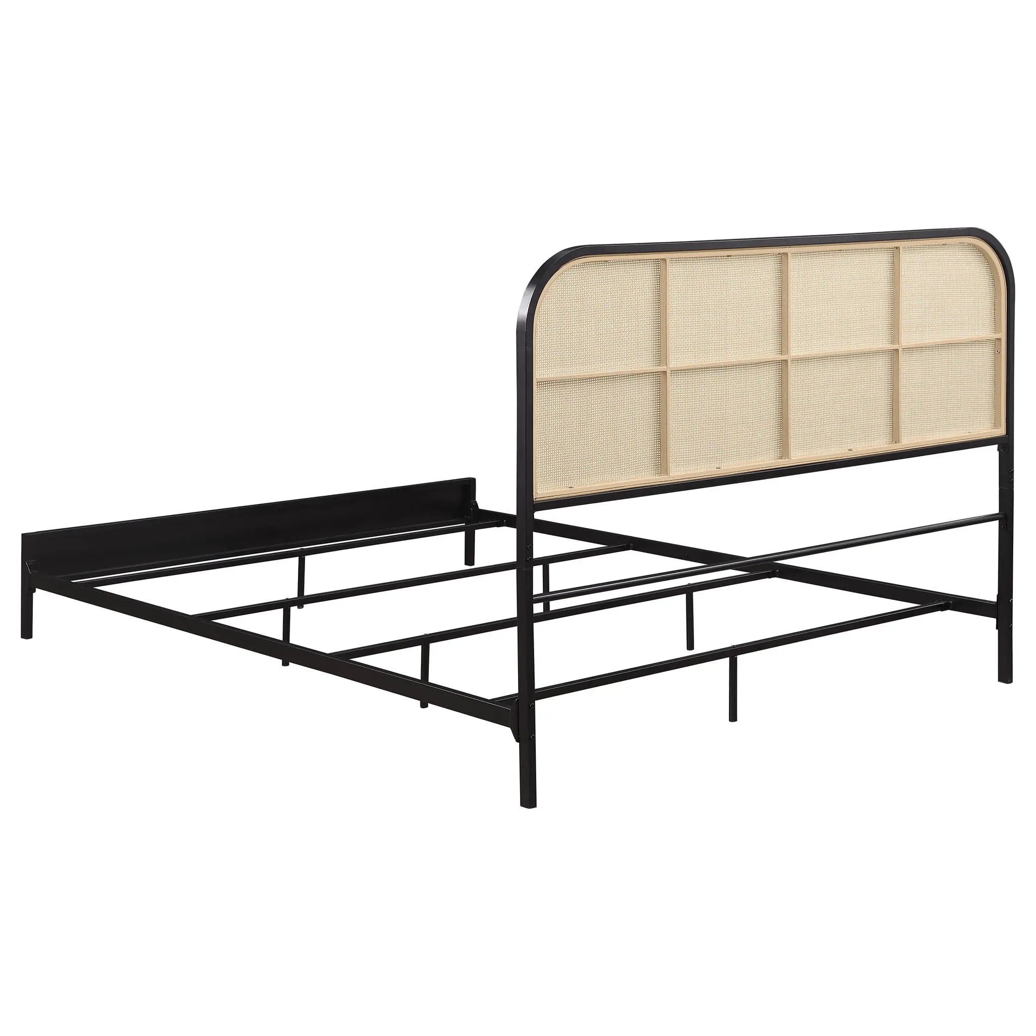 Amherst Radio Weave Rattan Metal Queen Bed Black by Unique Piece Furniture
