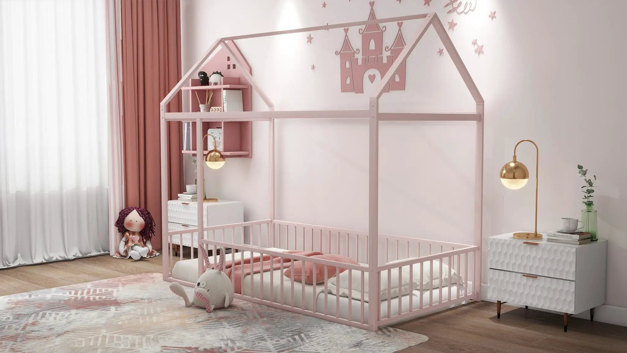 Metal Bed House Bed Frame With Fence by HouseOfZazla