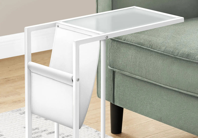 Accent Table, C-Shaped, Contemporary and Modern - White by HouseOfZazla