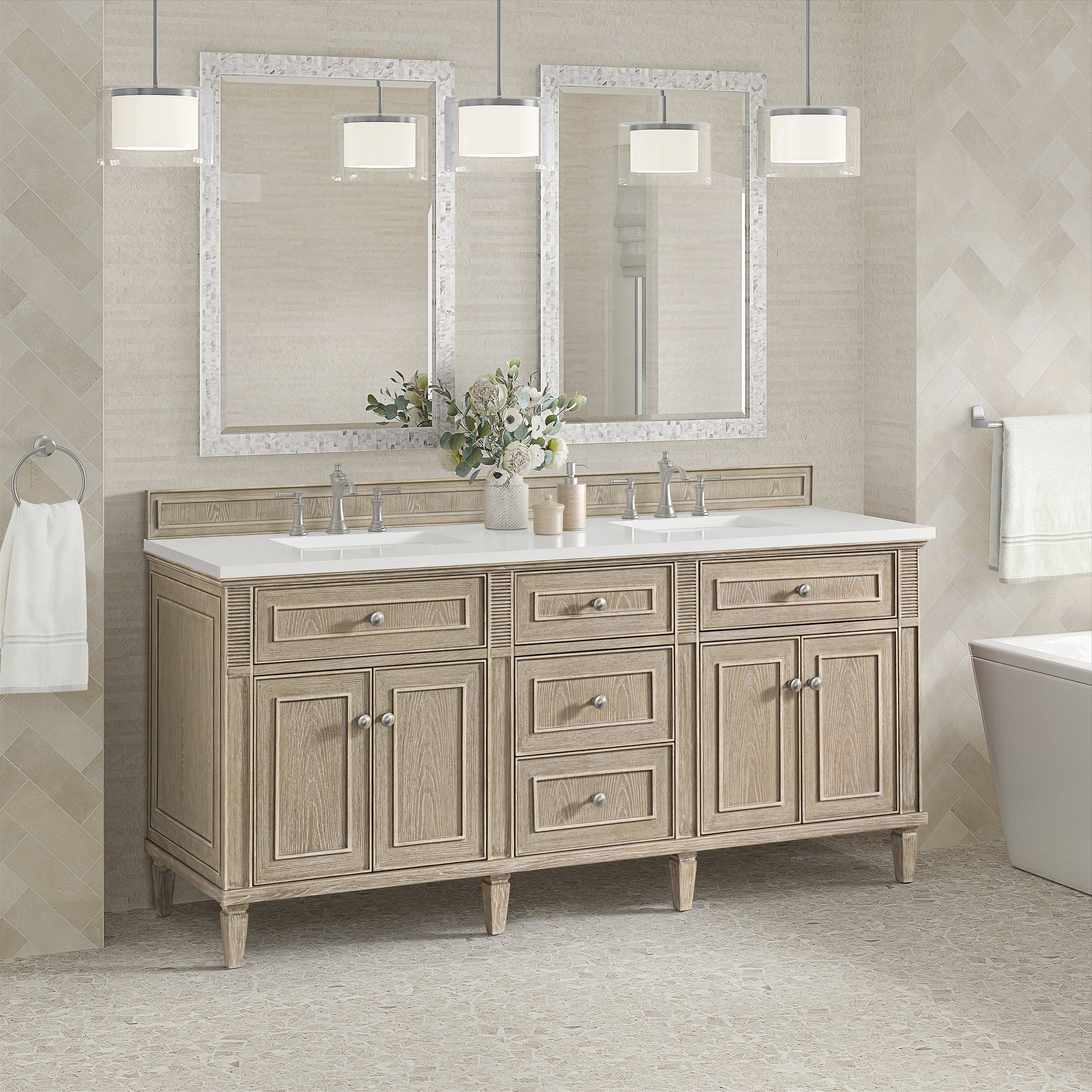 James Martin Lorelai 72" Double Bathroom Vanity, Whitewashed Oak, view 31