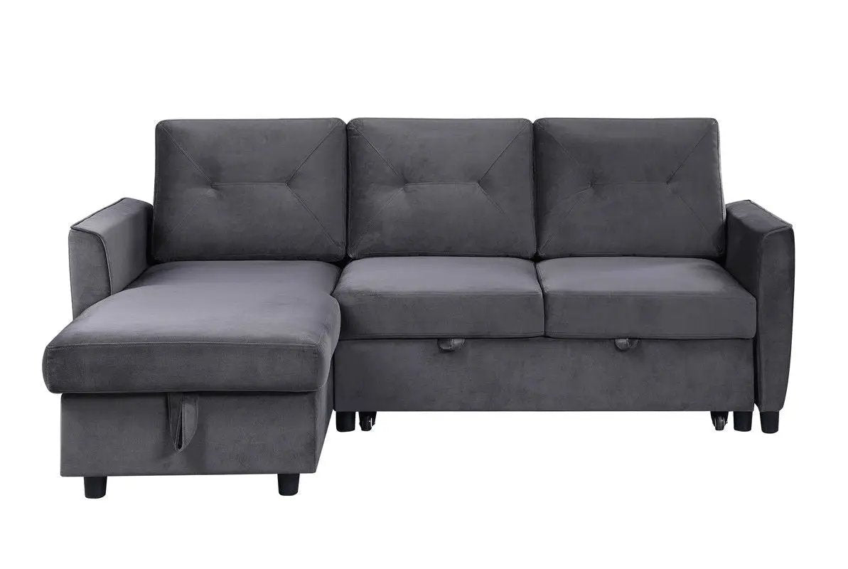 Hudson - Reversible Sleeper Sectional Sofa With Storage Chaise - Dark Gray by Unique Piece Furniture