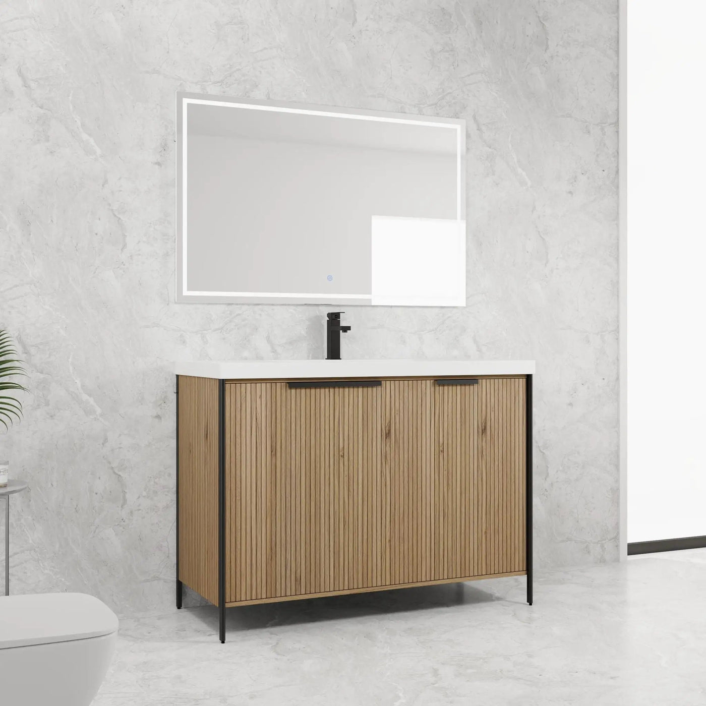 Modern Freestanding Bathroom Vanity With Resin Sink & Soft Close Cabinet Doors by HouseOfZazla