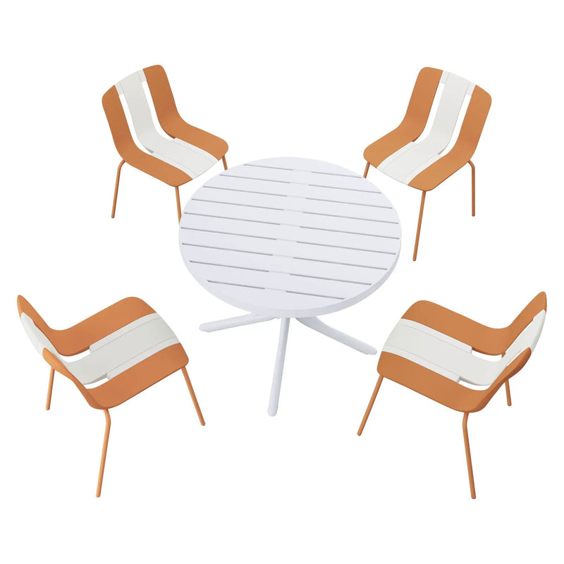 4 Piece Set Of Modern Striped Color Blocking Single Chairs With Round Table by Unique Piece Furniture