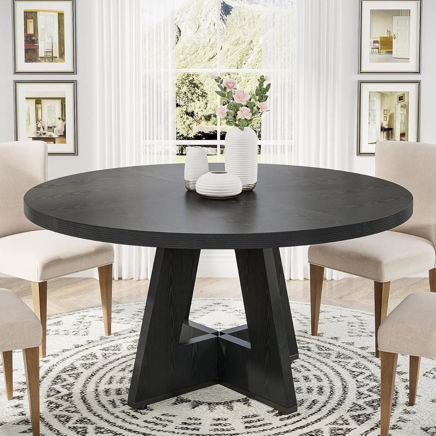 Round Dining Cross Base Kitchen Table by HouseOfZazla