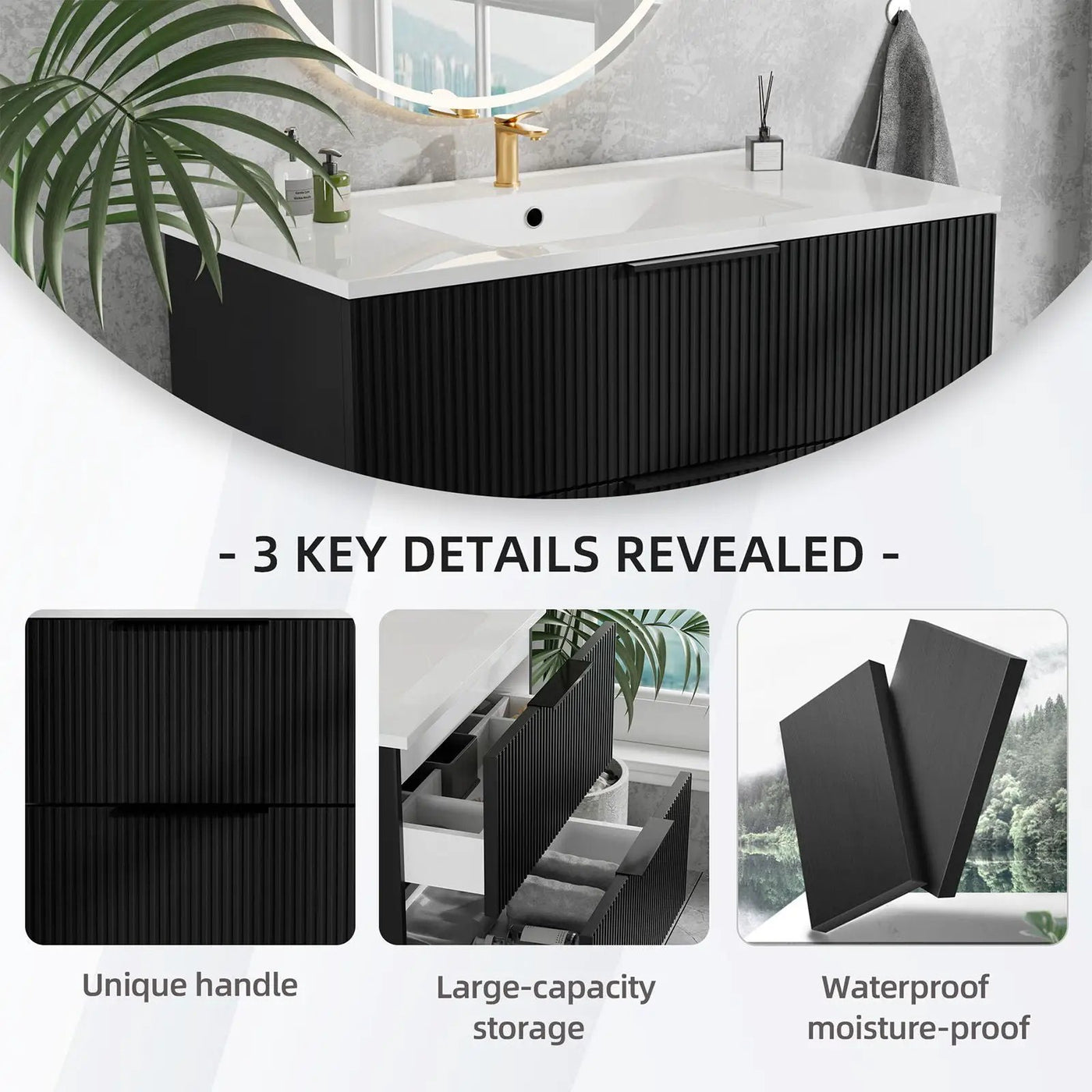 Modern Wall Mounted Floating Bathroom Vanity With Sink And Drawers by Unique Piece Furniture