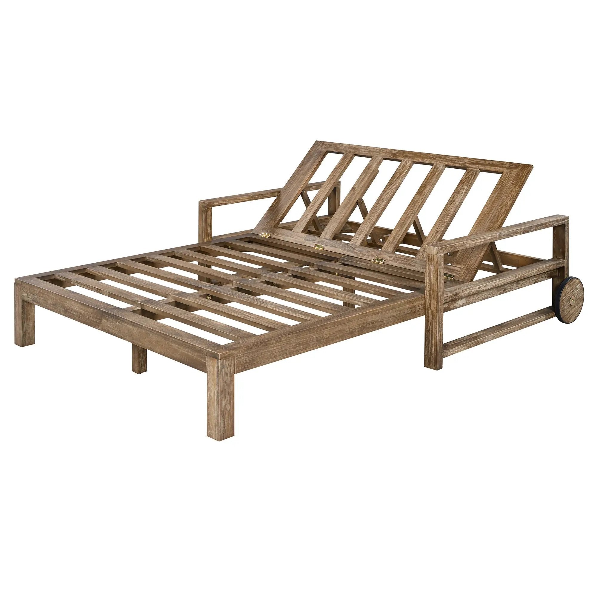 TREXM 1-Piece Farmhouse Wooden Outdoor Sunbed for 2 by HouseOfZazla