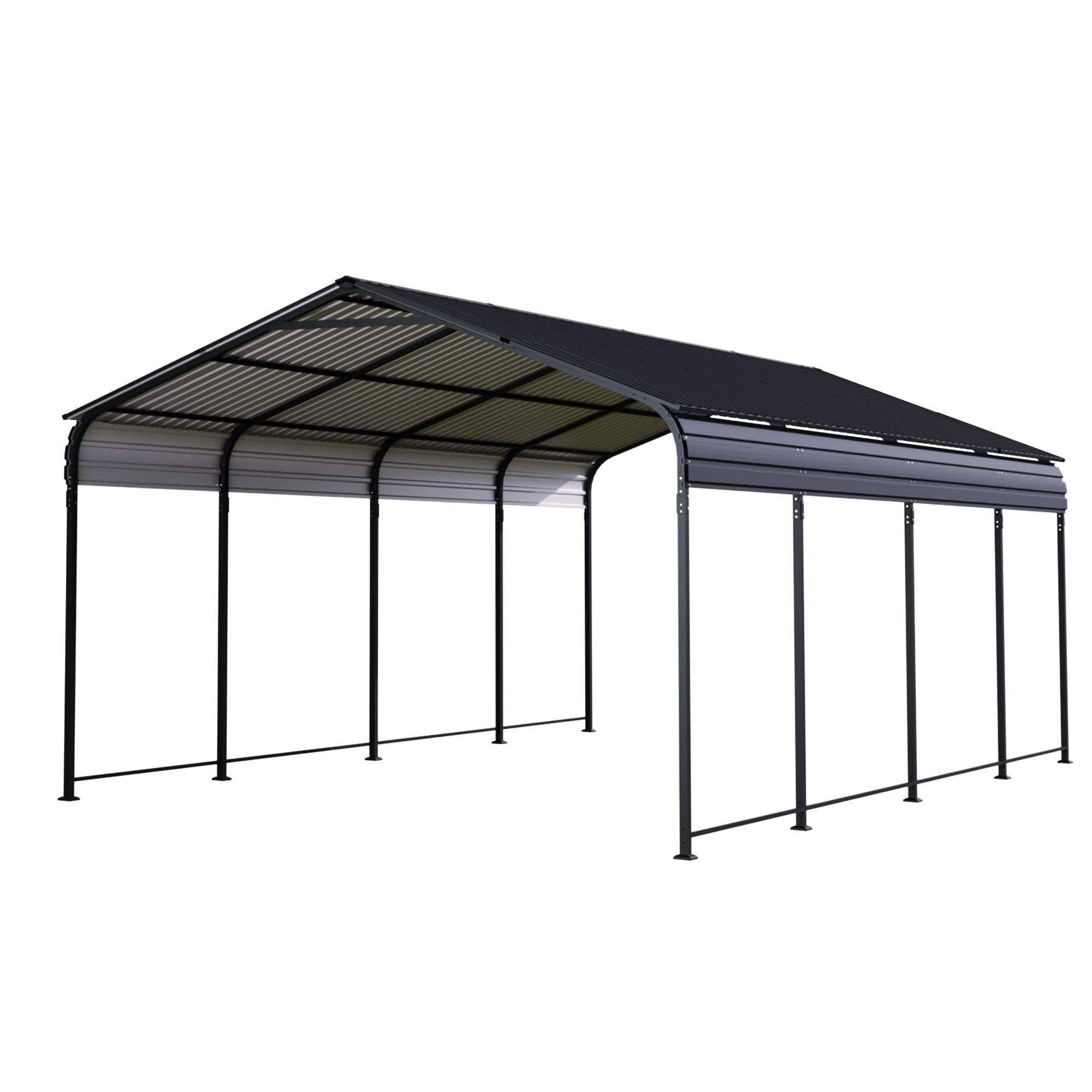 Heavy Duty Carport With Galvanized Roof And Enhanced Base - Anthracite by HouseOfZazla