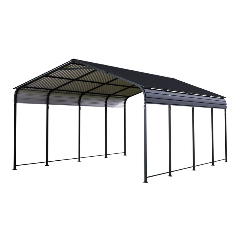 Heavy Duty Carport With Galvanized Roof And Enhanced Base - Anthracite by HouseOfZazla