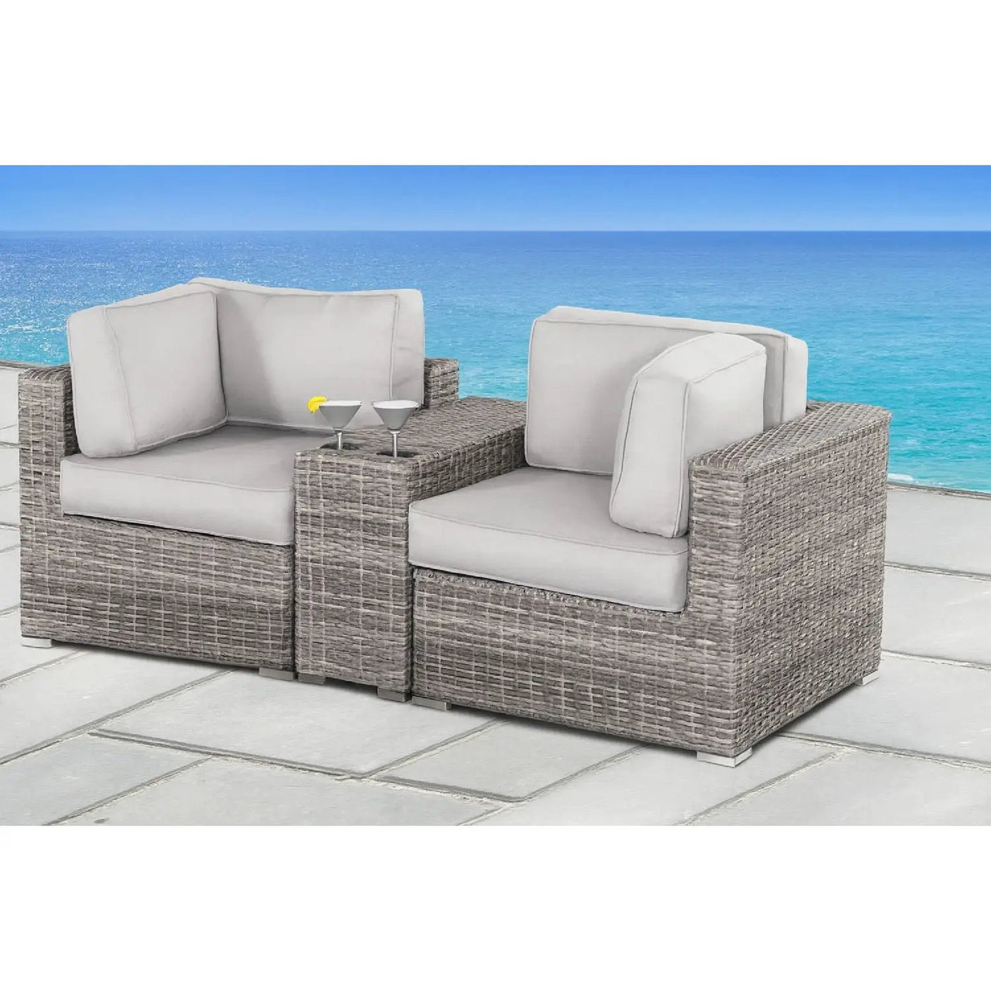 Handcrafted Outdoor Loveseat With Wicker Seating by Unique Piece Furniture