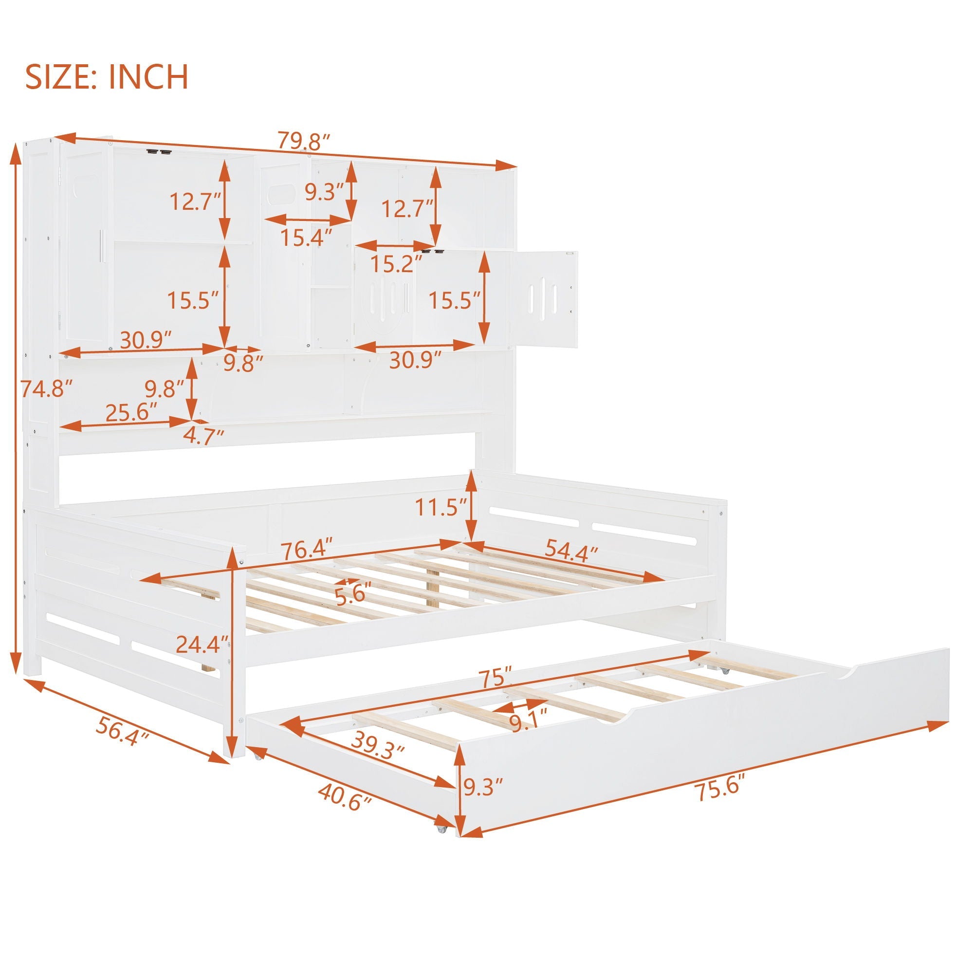 Daybed With All-In-One Cabinet And Shelf by HouseOfZazla