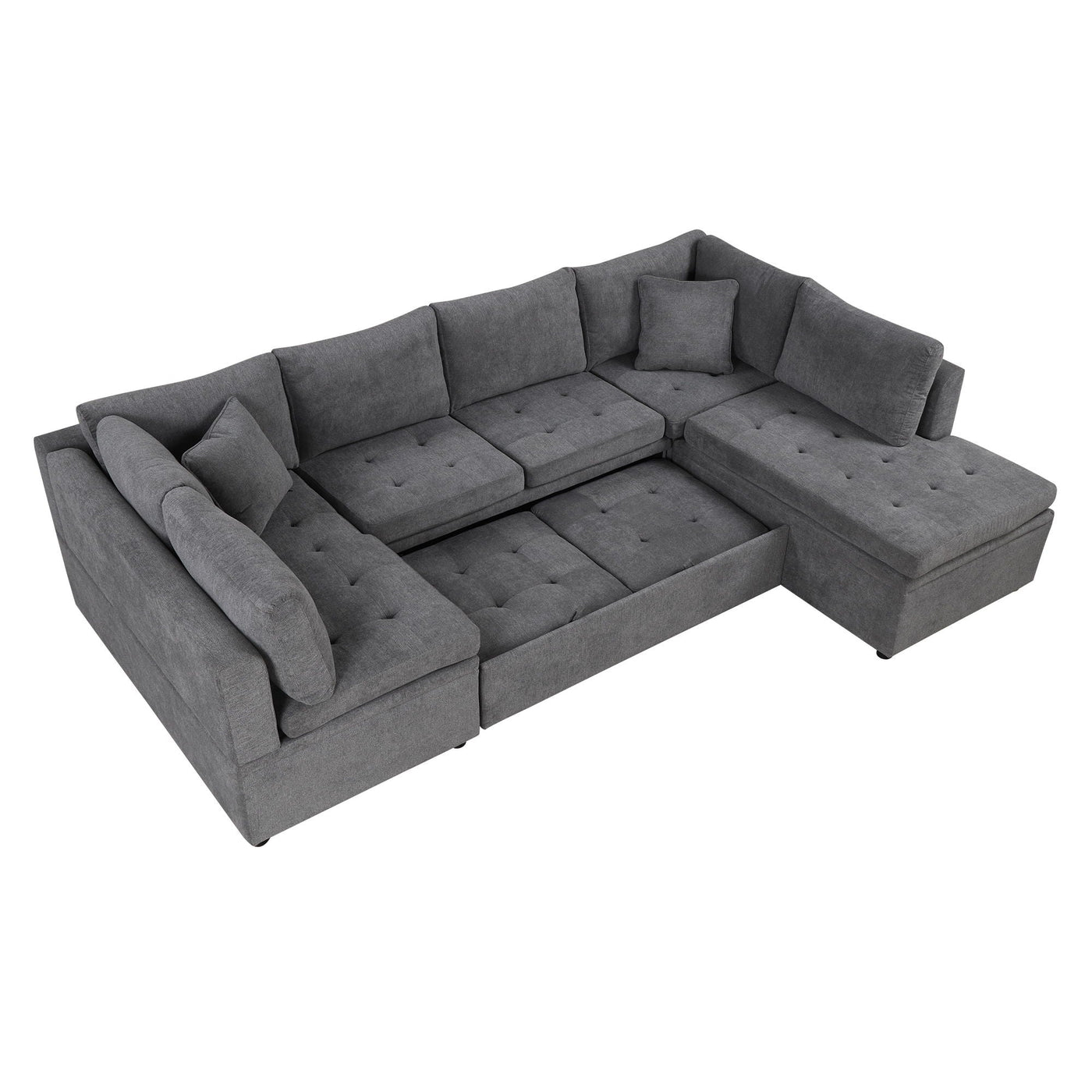Oversized Sectional Sofa U-Shaped Sofa Couch Pull-Out Sofa Bed With Two Throw Pillows For Living Room by HouseOfZazla