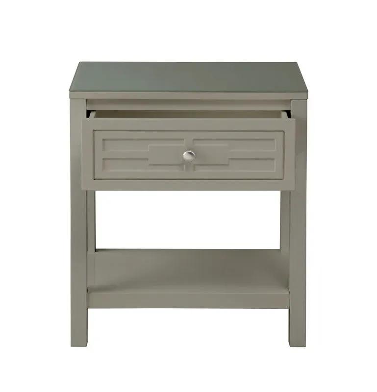 Dylan - Wooden End Side Table Nightstand With Glass Top And Drawer by HouseOfZazla