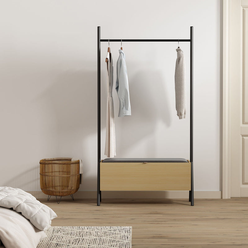 Paloma - Open Hanging Closet With Storage - Light Oak by HouseOfZazla