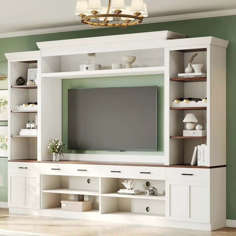 Farmhouse 4-Piece Entertainment Center with Bookshelf for TVs Up to 70" by HouseOfZazla