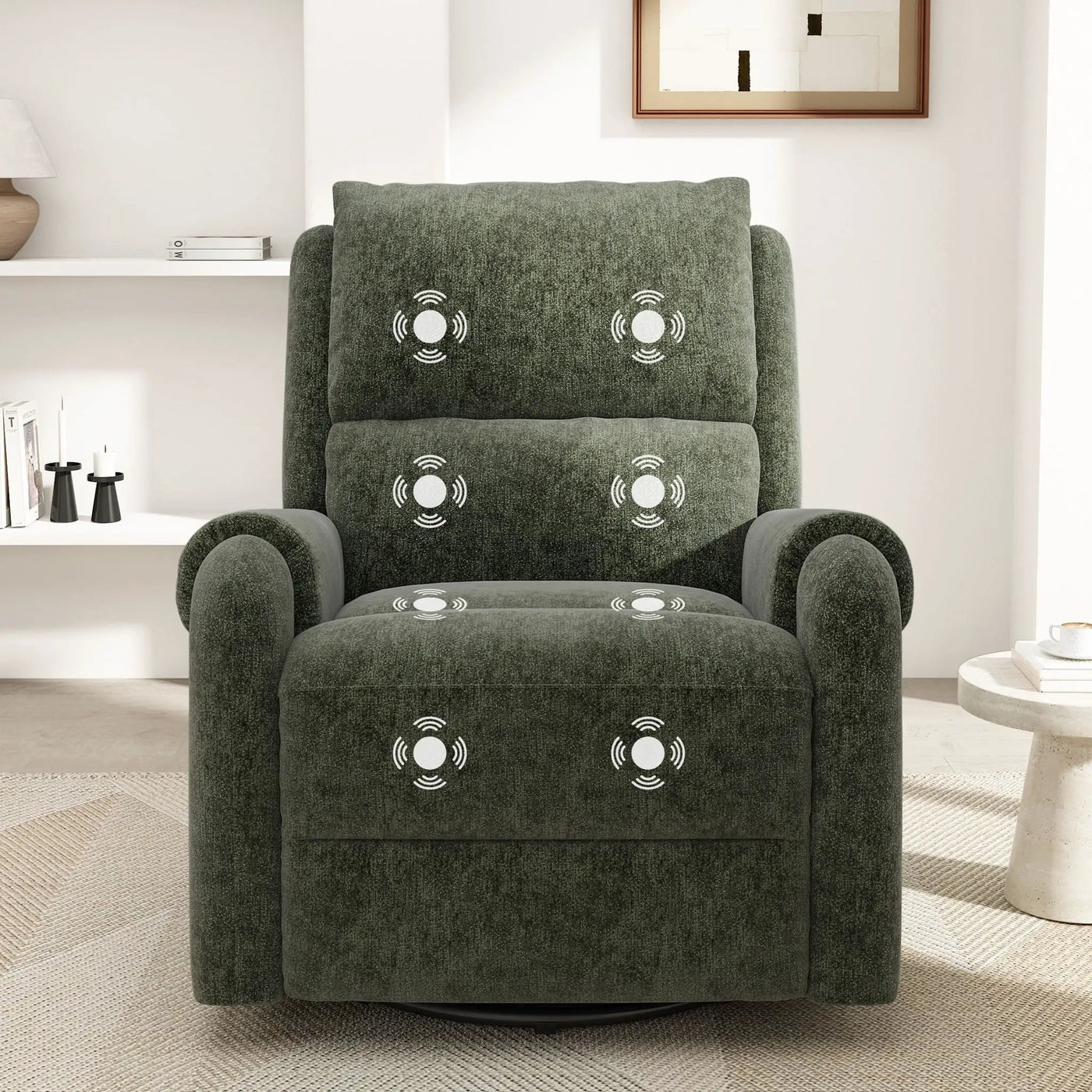 Manual Recliner Massage Chair With Swivel Rocker, 8 Massage Modes, Side Storage Pocket by Unique Piece Furniture