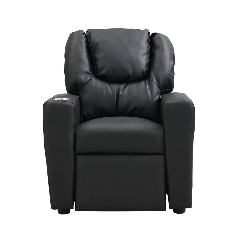 Sally Deluxe Kids Recliner Chair With Cup Holder - Black by HouseOfZazla