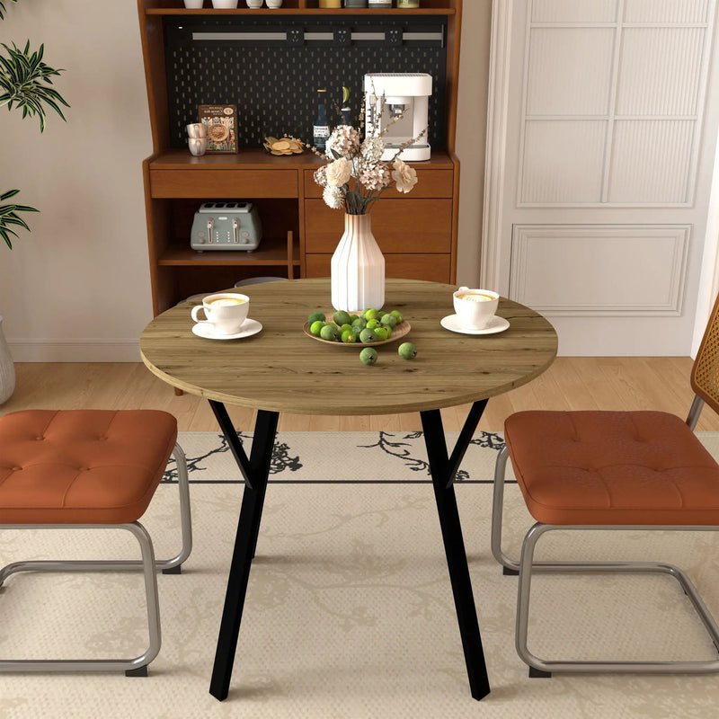 Round Dining Table for 2-4 People - Rustic Brown by HouseOfZazla