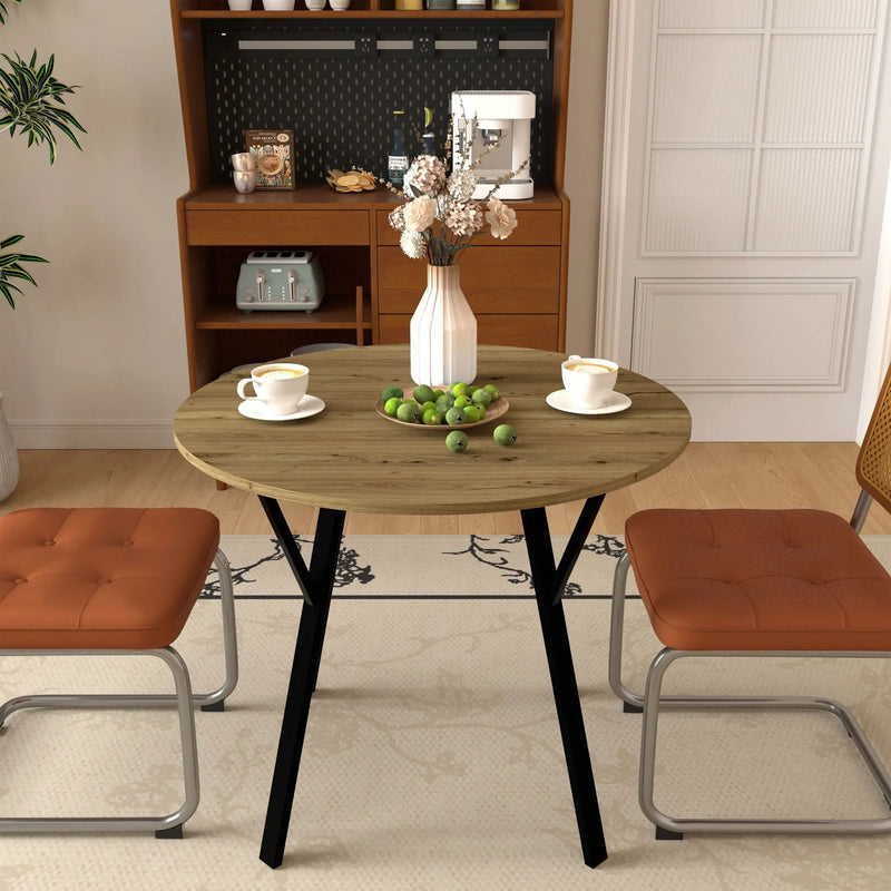 Round Dining Table, For 2 - 4 People - Rustic Brown by Unique Piece Furniture