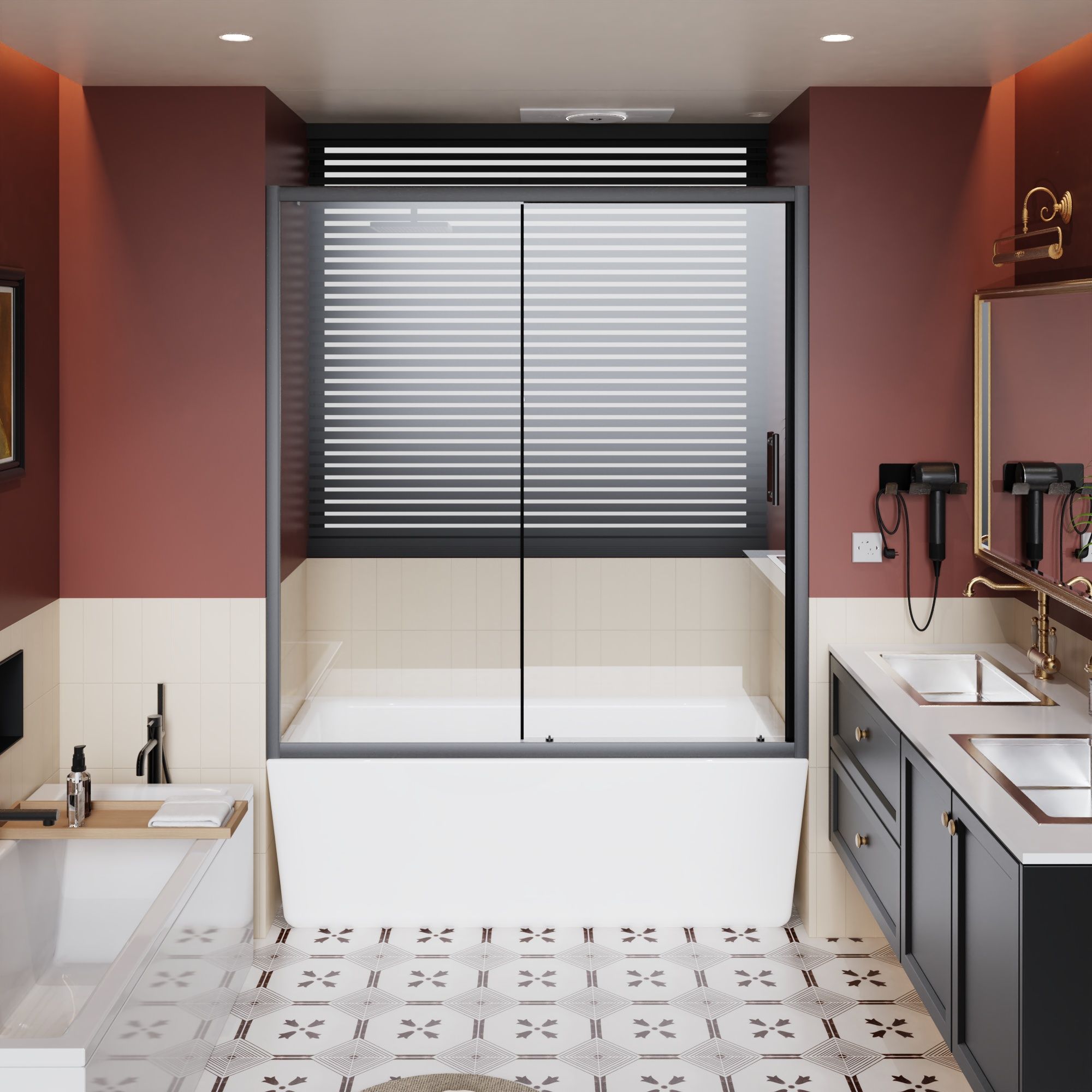 Sliding Shower Door For Bathtub - Matt Black by HouseOfZazla