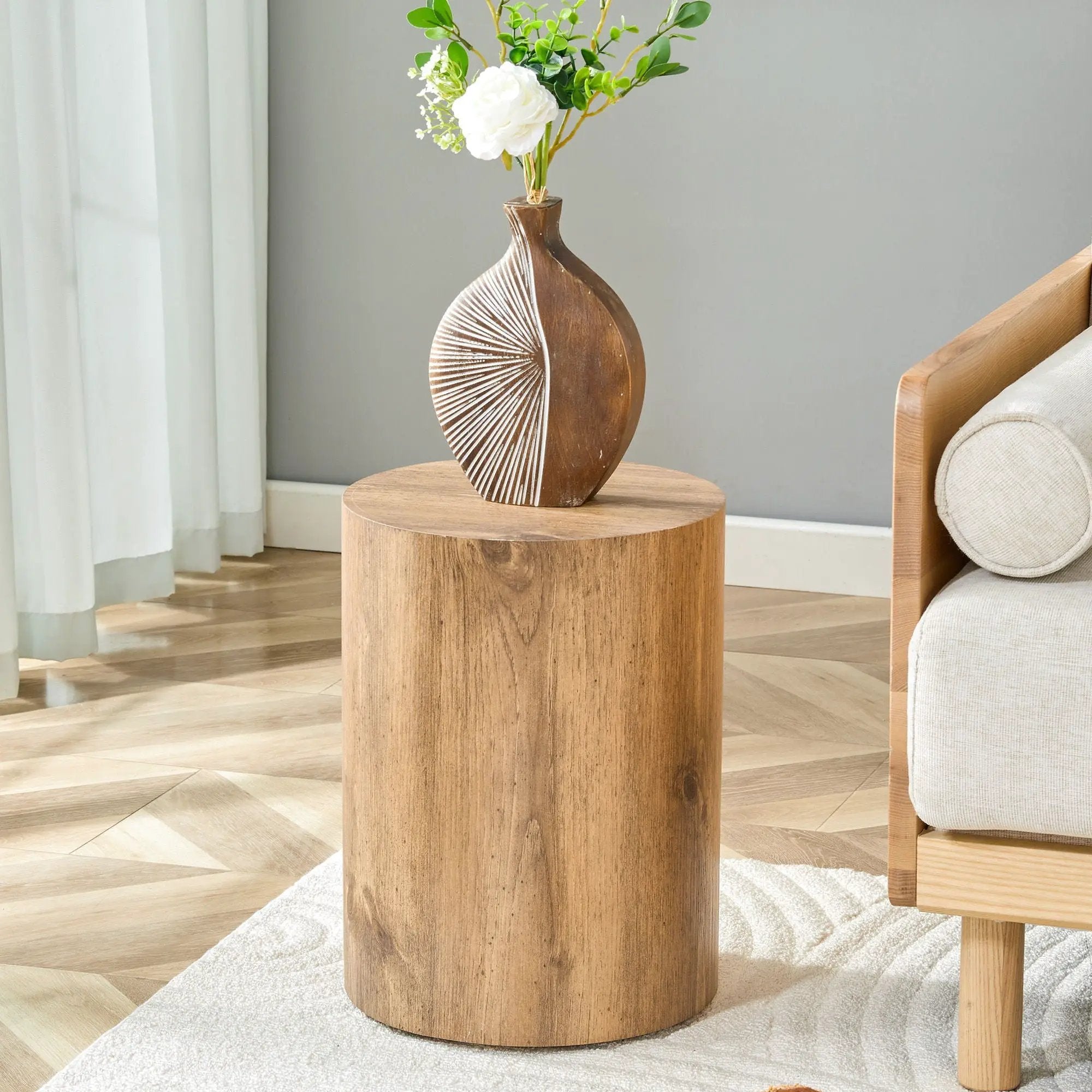 Cylindrical End Coffee Table, Living Room Furniture - Wood by Unique Piece Furniture