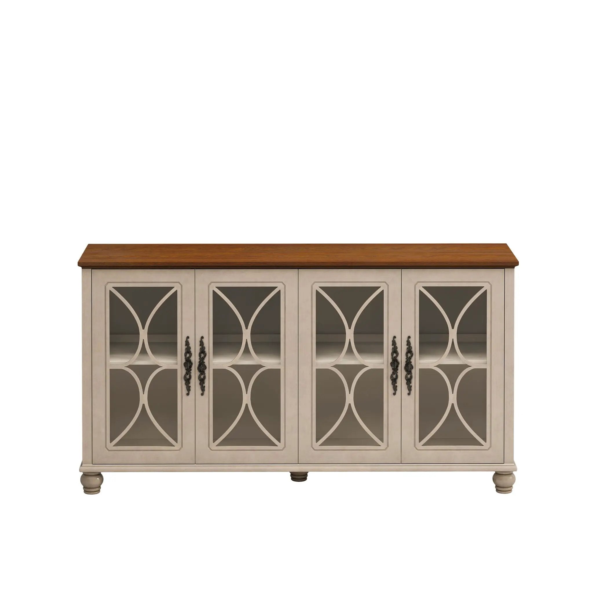 Elegant 4 Door Cabinet With Tempered Glass Doors by HouseOfZazla