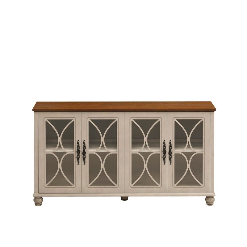 Elegant 4 Door Cabinet With Tempered Glass Doors by HouseOfZazla