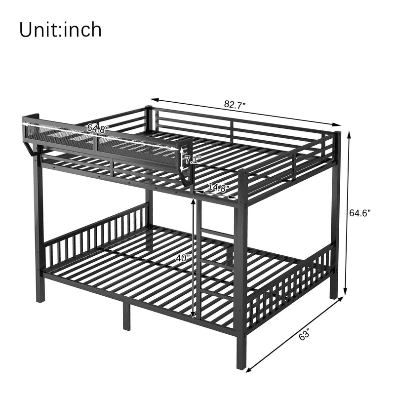 Queen Over Queen Bunk Bed With Ladder And Storage Shelf - Black by Unique Piece Furniture