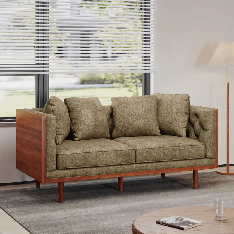 Retro Modern Loveseat With Button Tufted Upholstery by HouseOfZazla