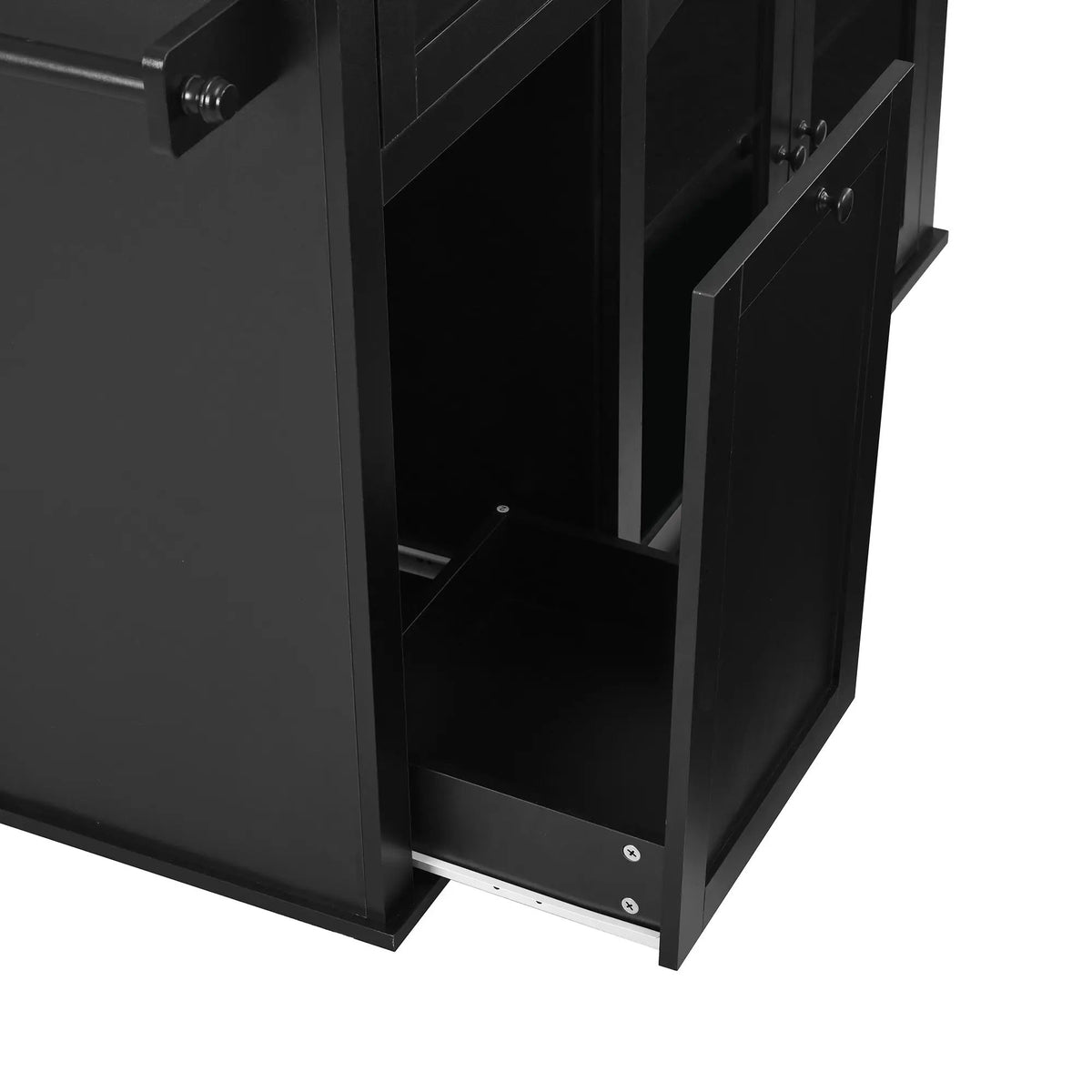 54.2'' Mobile Kitchen Island with Glass Door Storage & Trash Bin by HouseOfZazla