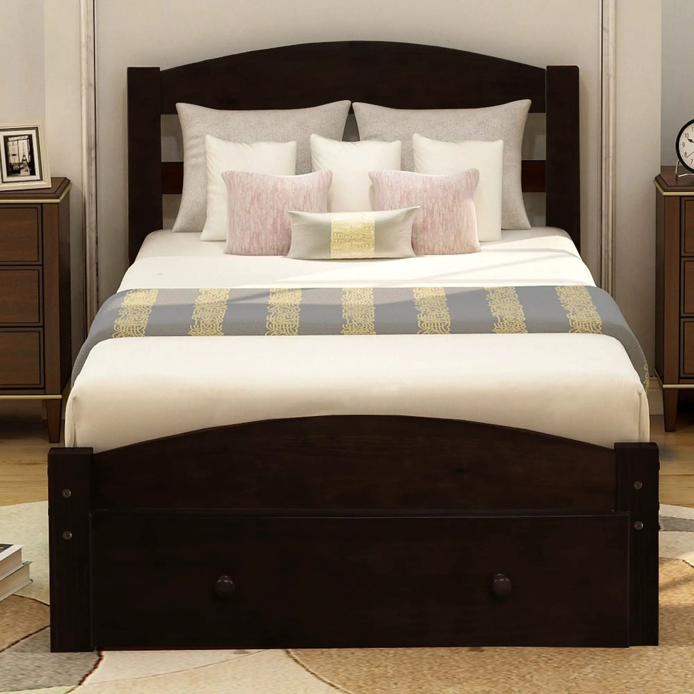 Platform Bed Frame With Storage Drawer And Wood Slat Support No Box Spring Needed by Unique Piece Furniture