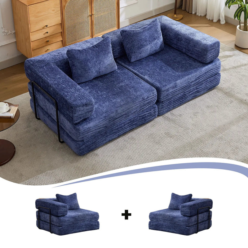 Convertible Floor Sofa Bed With Pillow Back Support Armrest by Unique Piece Furniture