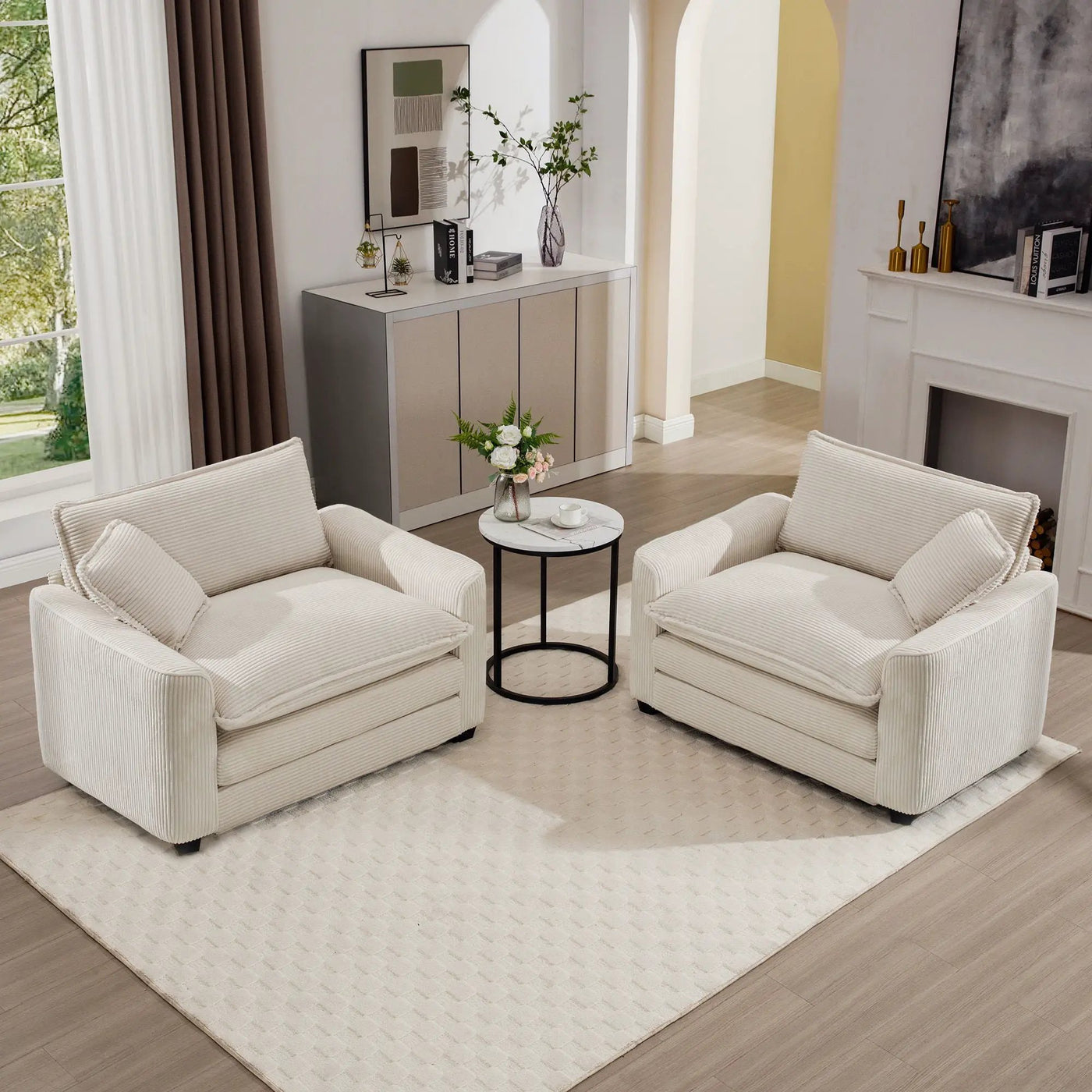 Modern Classic Fabric Single Chair Deep Seat Sofa With Pillow by Unique Piece Furniture