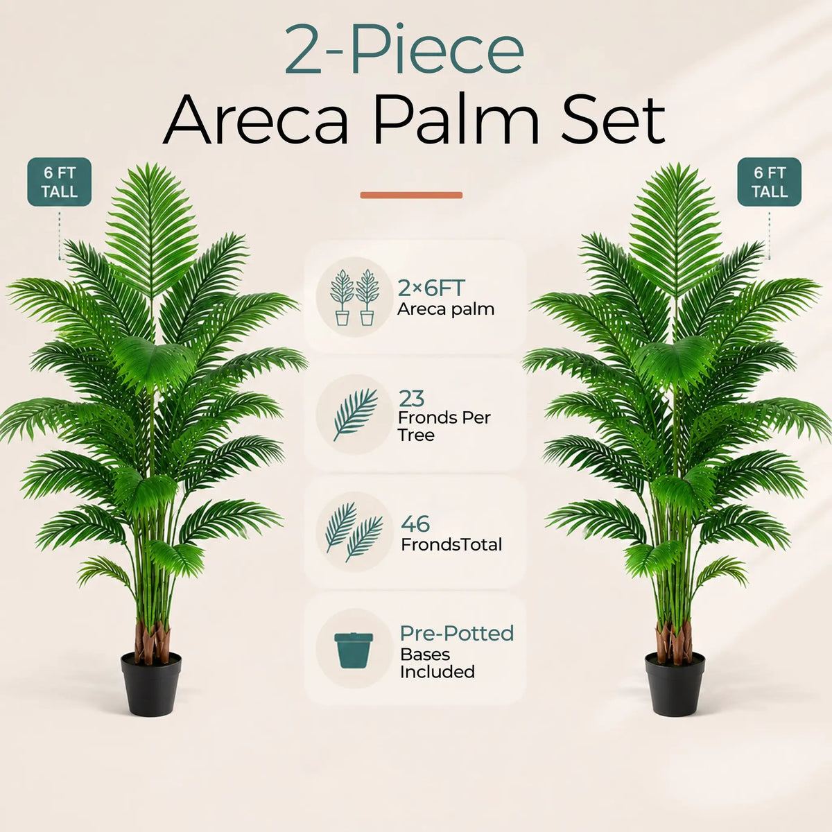 Artificial Palm Tree 6ft - Large Fake Tropical Tree (2 Pack) by HouseOfZazla