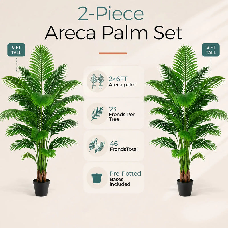 Artificial Palm Tree 6ft - Large Fake Tropical Tree (2 Pack) by HouseOfZazla