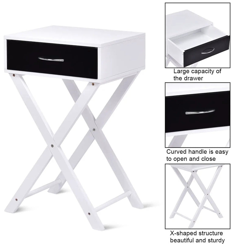 Modern X-Shape Accent Side End Table-Black by DirectDeals