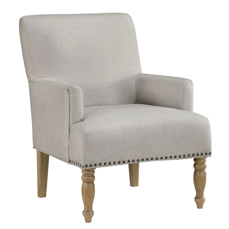Alice - Upholstered Arm Chair With Nailheads - Beige by HouseOfZazla