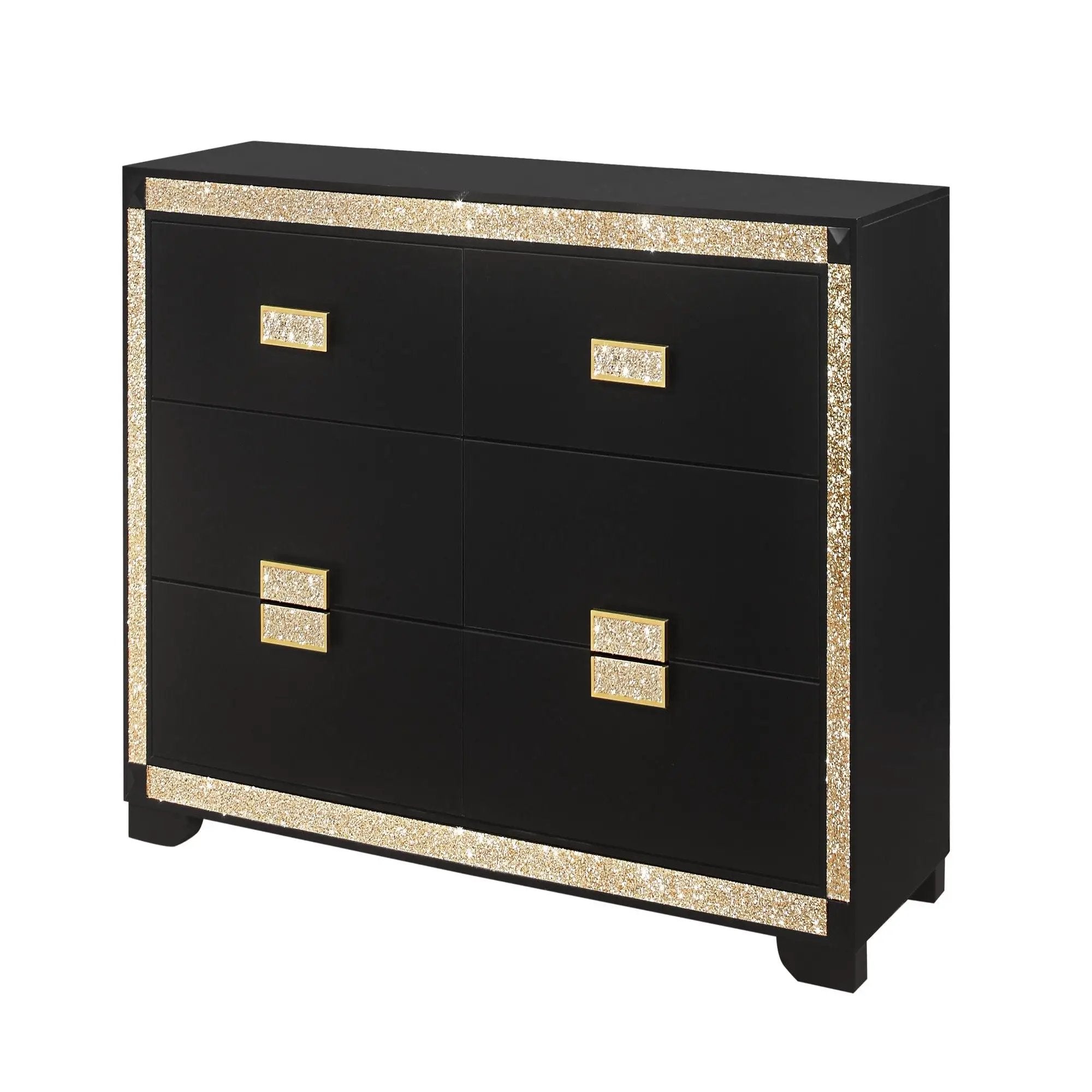 Lively - Dresser With Glitter Detail And Thick Bar Handle Hardware - Black by Unique Piece Furniture