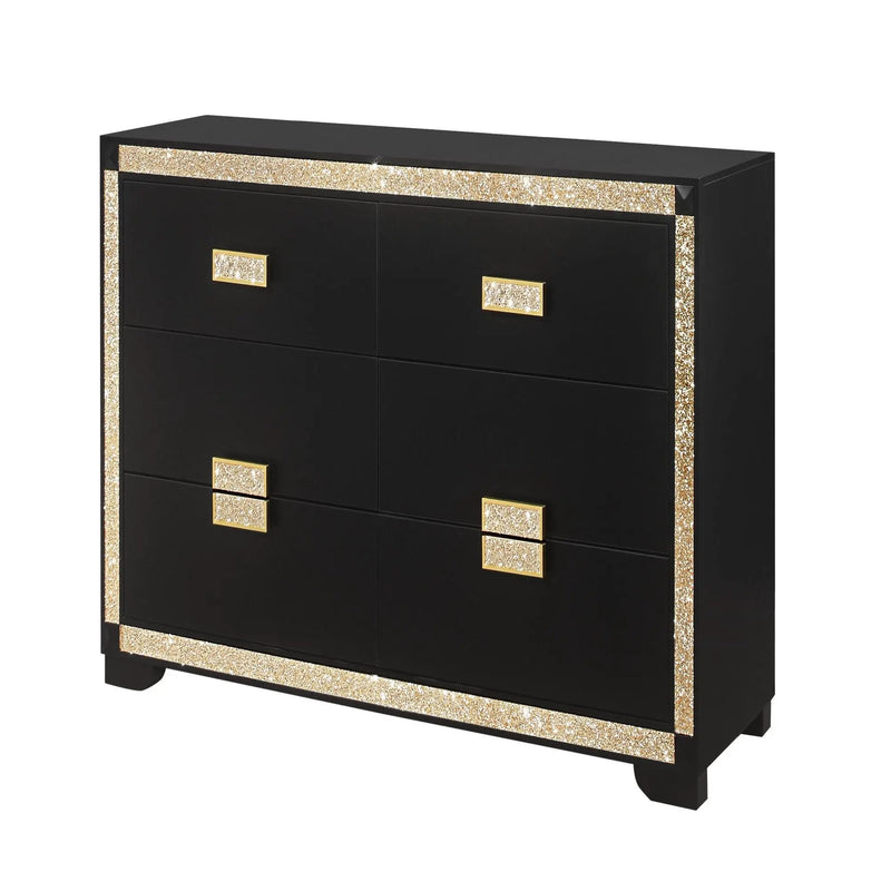 Lively - Dresser With Glitter Detail And Thick Bar Handle Hardware - Black by Unique Piece Furniture