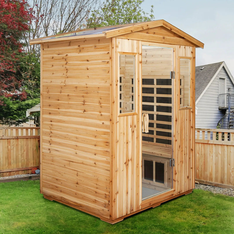 4 Person Old Fir Far Infrared Outdoor Sauna Room - Natural by HouseOfZazla