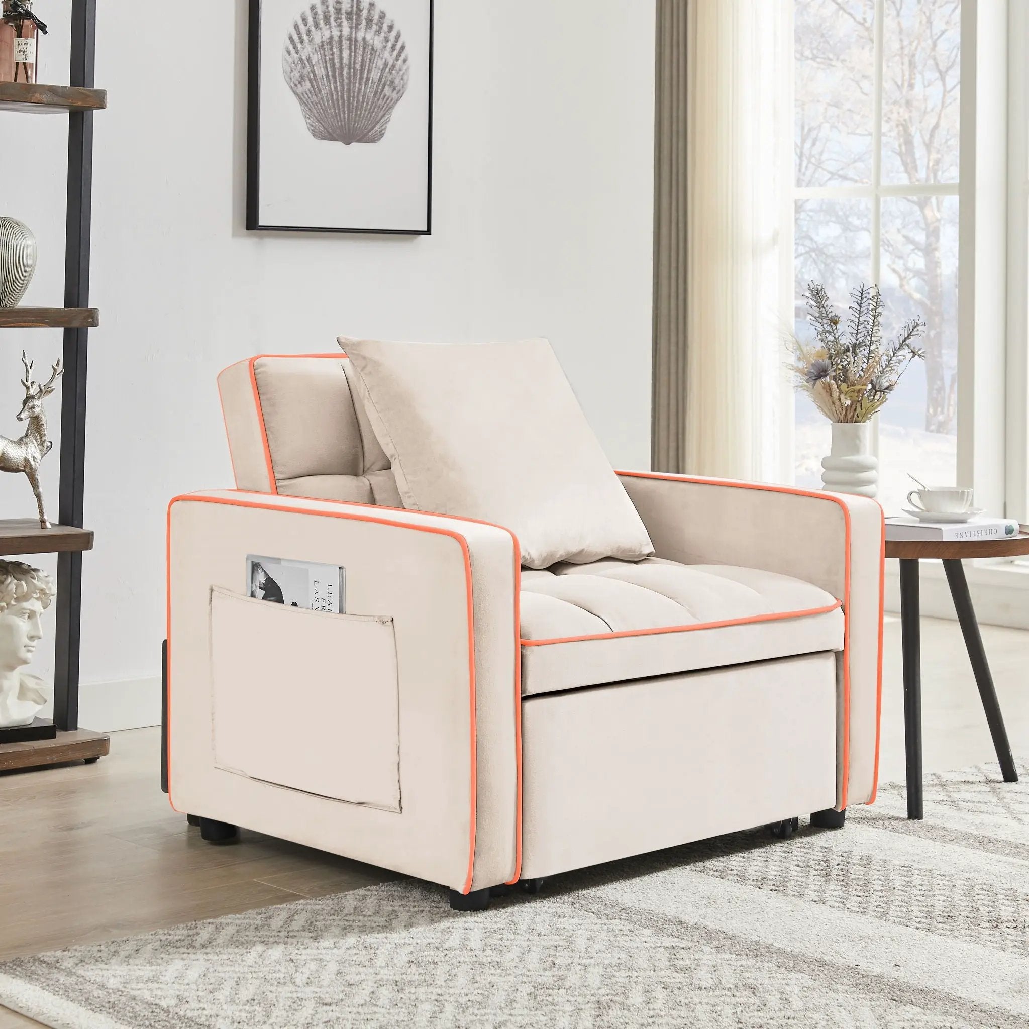Modern 3 In 1 Sofa Bed Chair, Adjustable Recliner by Unique Piece Furniture