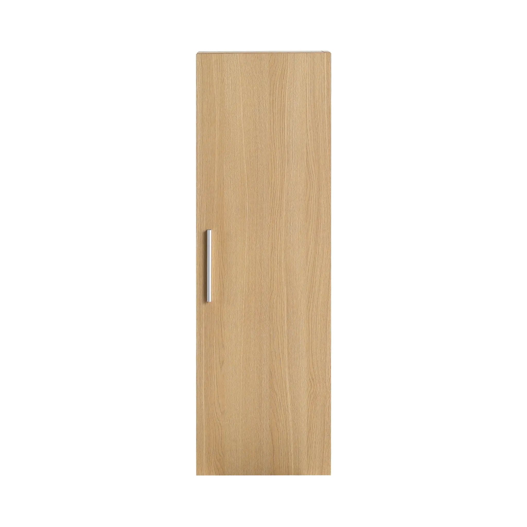 Tall Floating Bathroom Side Cabinet, Wall Mounted Single Door Storage - Light Oak by HouseOfZazla
