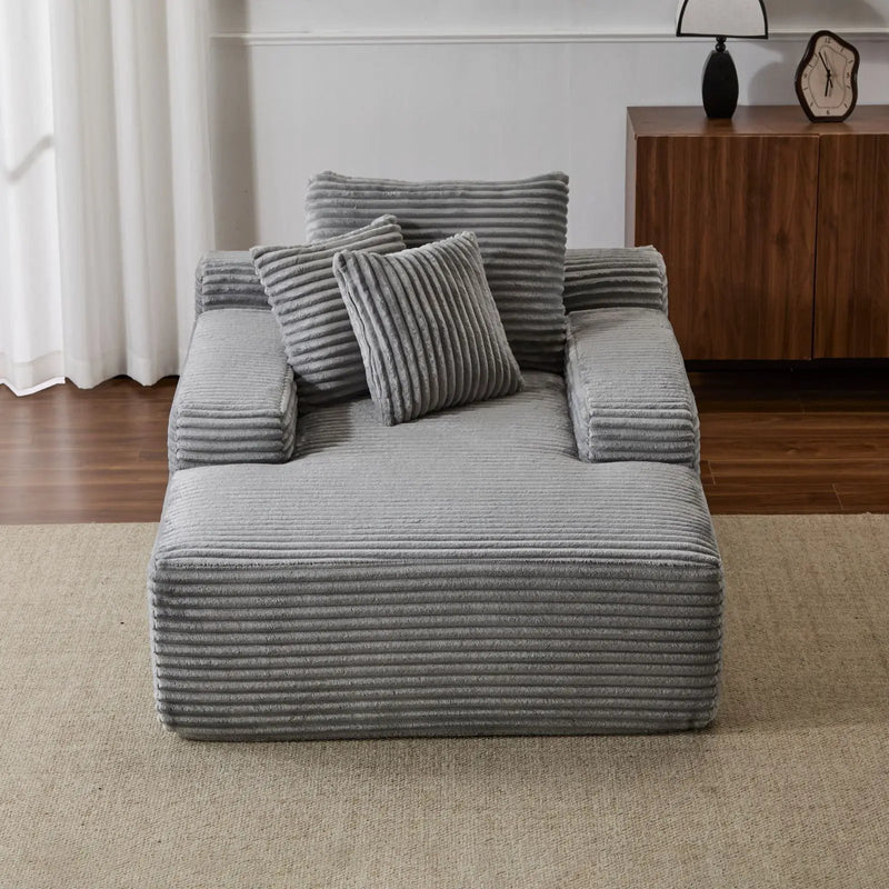Oversized Chaise Lounge Chair Cozy Cloud Couch With 3 Throw Pillows And Wide Armrest by HouseOfZazla