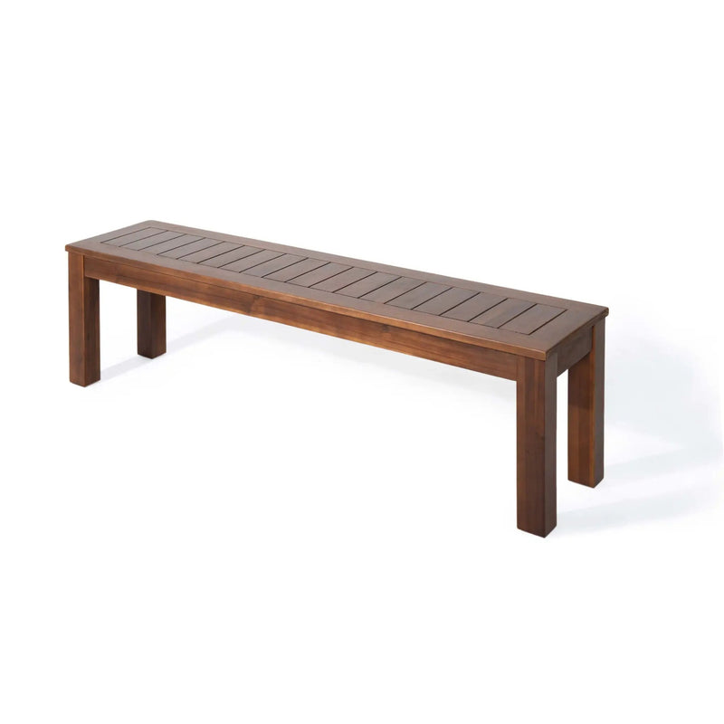 Acacia Wood Outdoor Bench with Beautiful Slat Paneling - Dark Brown by HouseOfZazla